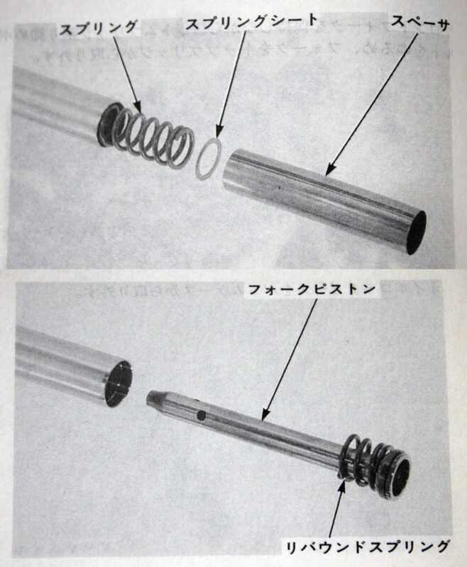 フォークスプリング、スプリングシート、スペーサ